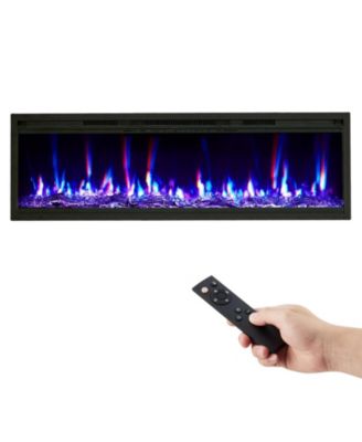 60 Inch Electric Fireplace Insert, Wall Mounted Or Recessed, 12 Flame Colors,Crystal Effects, Remote, Timer, Low Noise, 750W/1500W Decor
