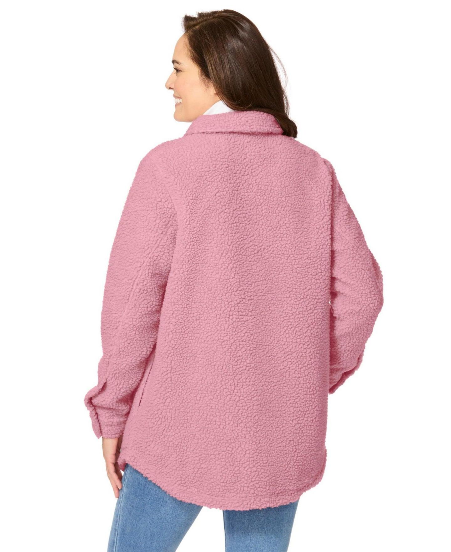 Женская куртка Woman Within Within Berber Button-Front, цвет: Пыльный розовый — фото 2