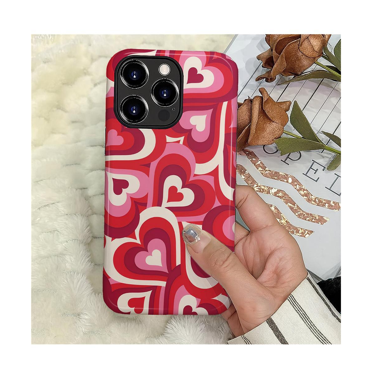 Lisen Retro Hearts Dual-Layer Anti-Slip Phone Case Compatible with Apple iPhone 15