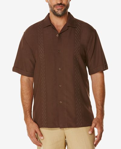 Cubavera Men's Big and Tall Short-Sleeve Embroidered Panel Shirt