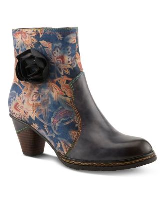 Women's Spring Step Naima Heeled Booties with Leather Upper