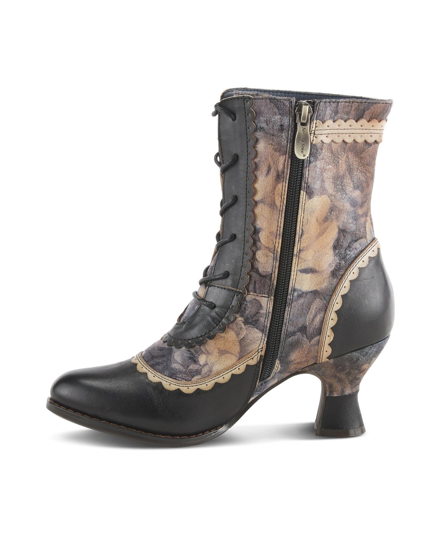 Женские ботинки L'Artiste Spring Step Bewitch-Floral Lace-Up Bootie with Painted Vamp, цвет: Чёрный разноцветный — фото 2