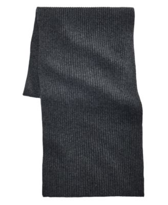 Men's Cashmere Ribbed-Knit Straight-Line Scarf, 63"L x 11.5"W
