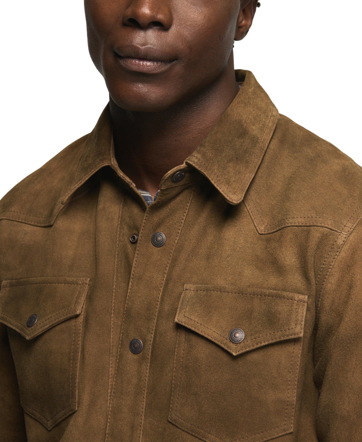 Lucky Brand Men's Suede Western Shirt Jacket