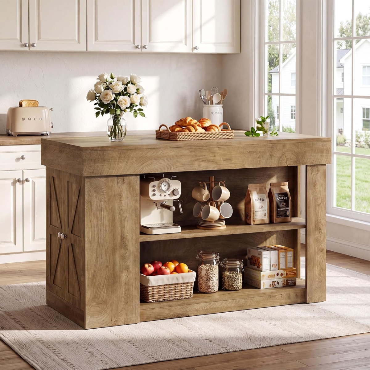 Tribesigns Kitchen Island with Seating and Storage