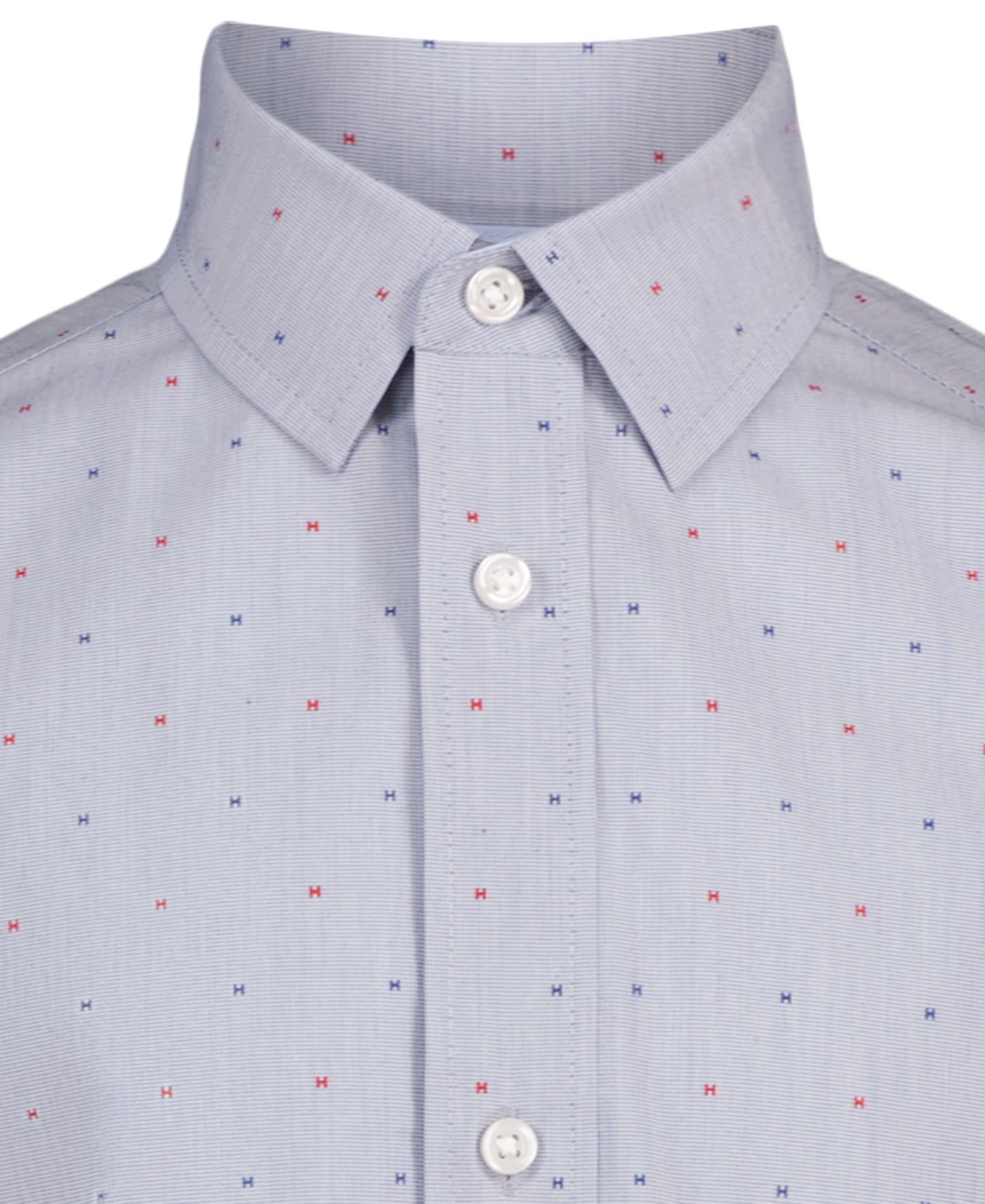 Мужская рубашка Tommy Hilfiger Stretch H-Print Long-Sleeve Dress Shirt, цвет: Яркий синий — фото 3