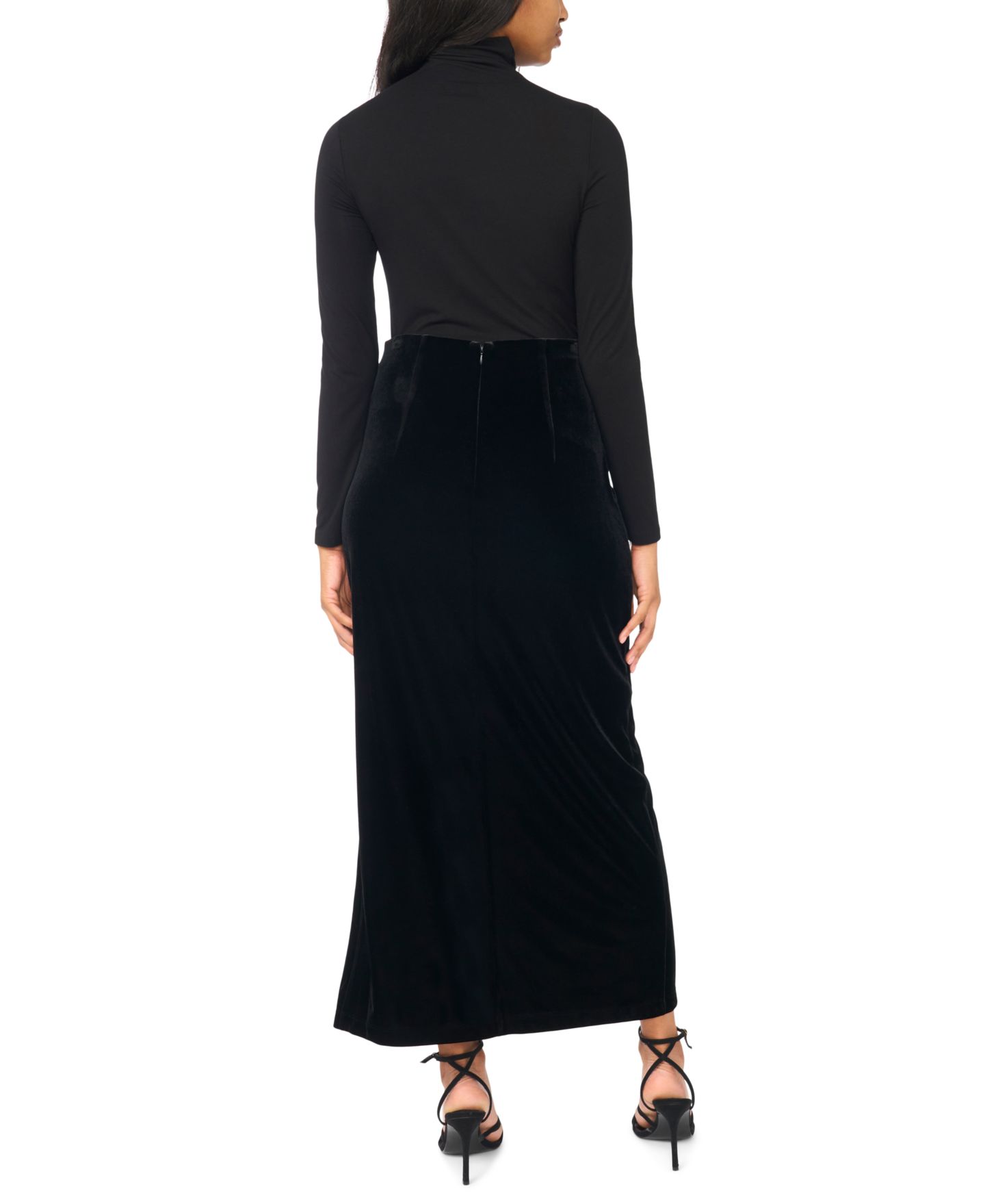 Женская юбка MSK High-Waisted Velvet Ruched Maxi, цвет: Чёрный — фото 3