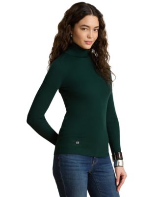 Women's Ribbed Slim-Fit Cotton-Blend Turtleneck Sweater