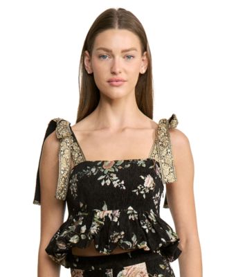 Women's Jasmine Floral-Print Square Neck Crop Tank Top