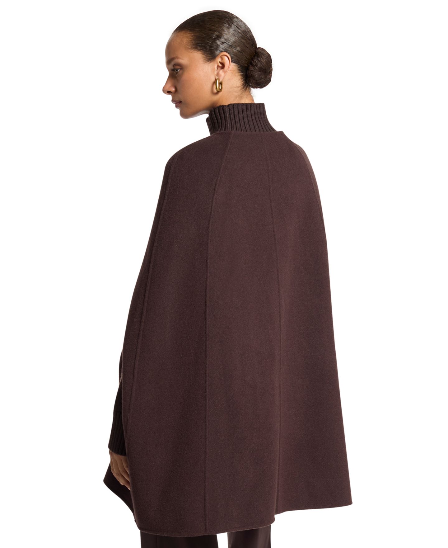 Женская накидка Michael Kors Turn Lock Wool-Blend Cape, цвет: Шоколадный — фото 3