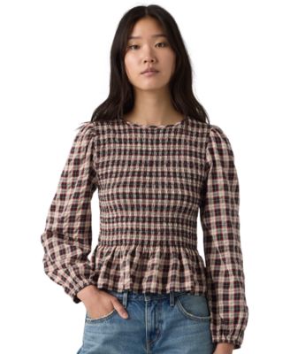 Plus Size Ashton Long-Sleeve Floral-Print Peplum Blouse