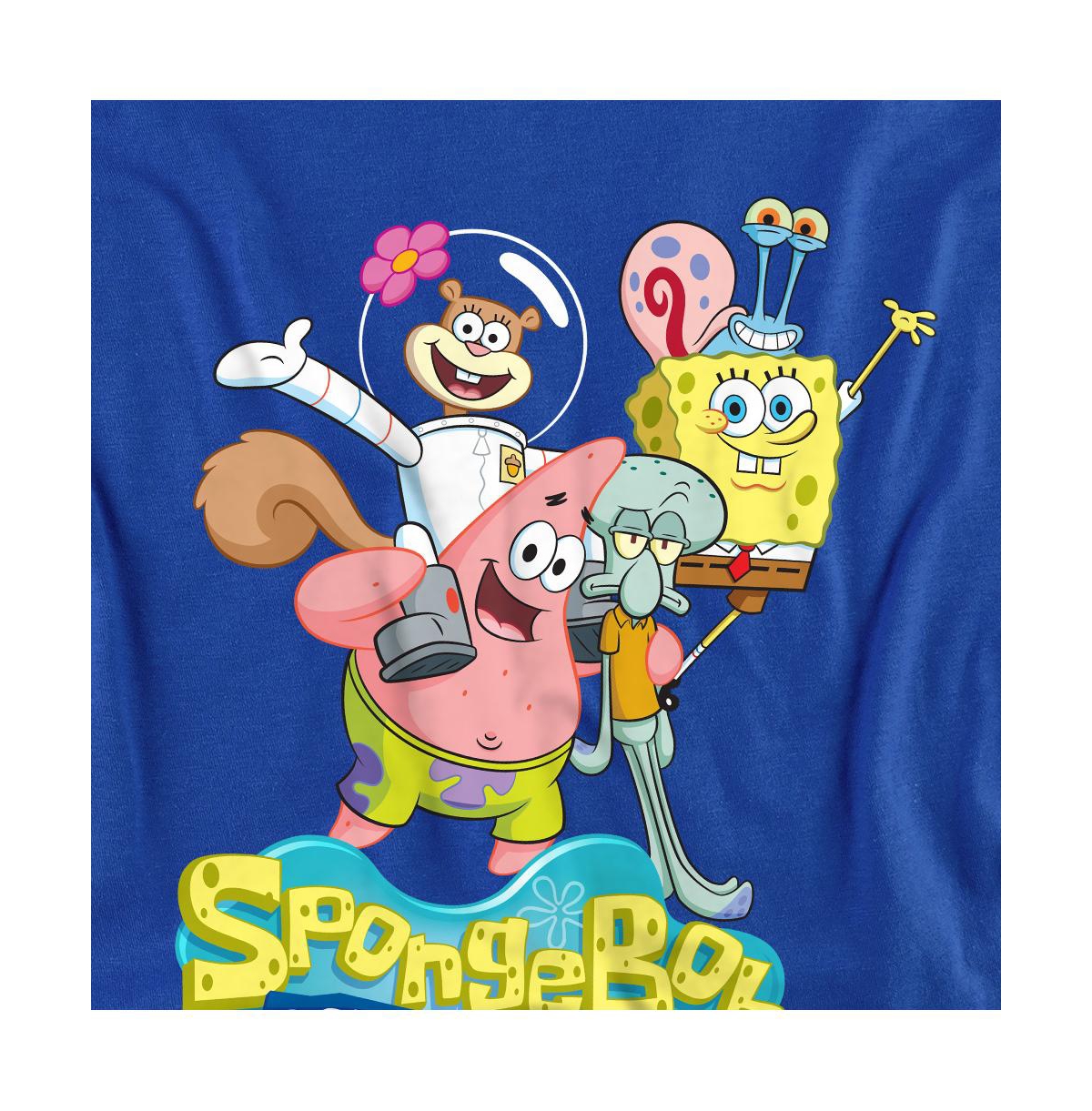SpongeBob SquarePants Men's Group Shot Graphic Crewneck Classic Fit Cotton T-Shirt