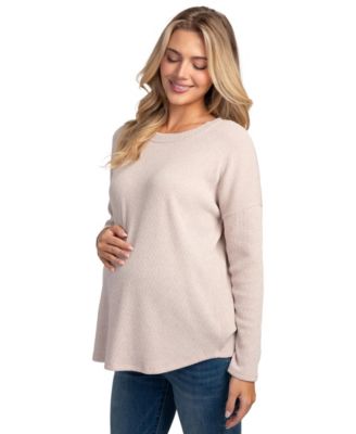 Maternity Crewneck Long-Sleeve Relaxed-Fit Sweater