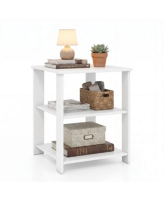 3-Tier End Table Square Side Table with Open Storage Shelves for Living Room