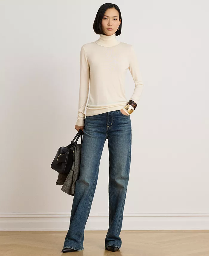 Women's Modal-Silk Blend Slim-Fit Turtleneck Sweater - thumbnail 9