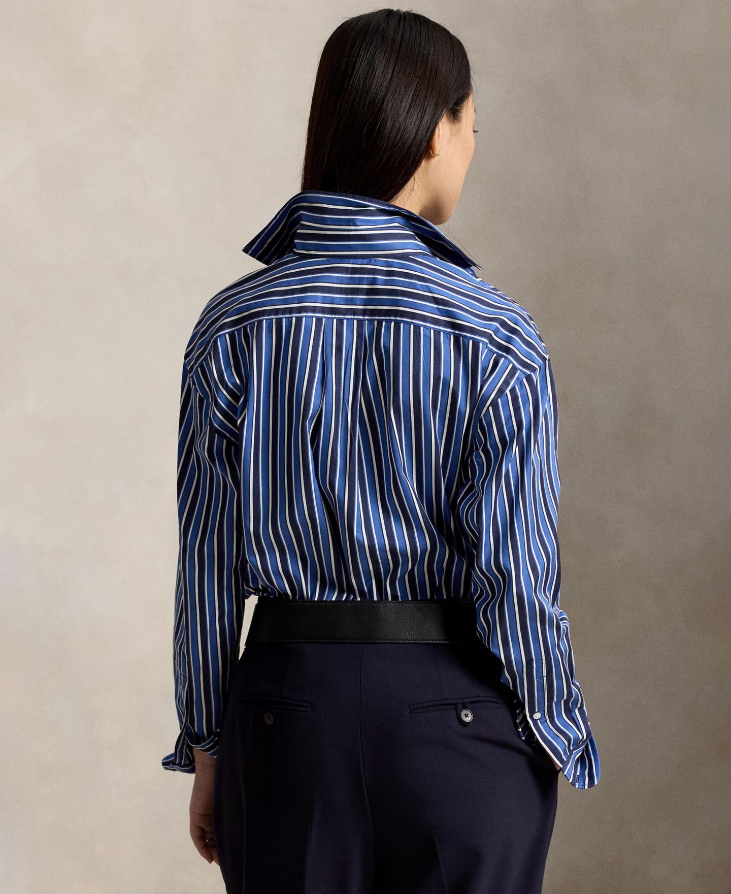 Женская рубашка Polo Ralph Lauren Relaxed-Fit Striped Cotton, цвет: Синий разноцветный — фото 4