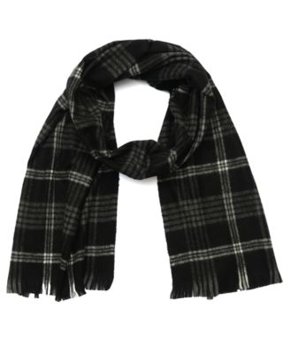 Men's Check Plaid Yarn Dye Fringe Scarf