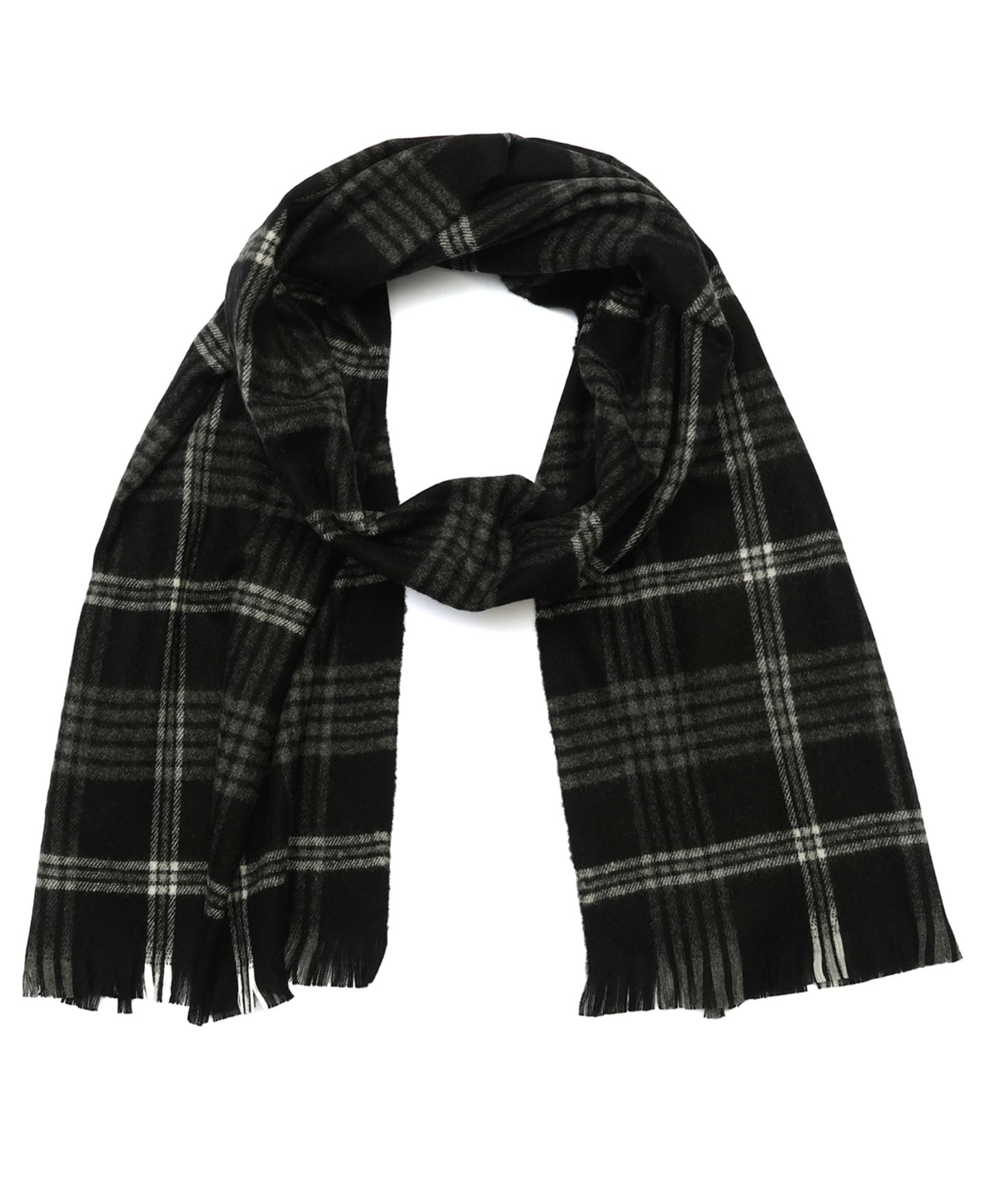Мужской шарф Tommy Hilfiger Check Plaid Yarn Dye Fringe, цвет: Чёрный — фото 1