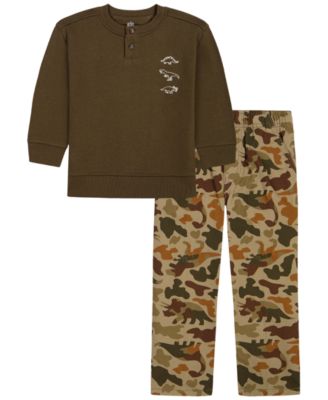 Toddler Boys' 2T-5T Dinosaur-Fleece Top and Camo Pants, 2-Piece Set
