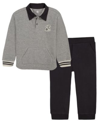 Toddler Boys' 2T-5T Embroidered-Dog Long-Sleeve Polo Pullover and Joggers, 2-Piece Set