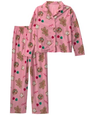 Girls' 4-16 Gingerbread-Print Long-Sleeve Loose-Fit Top and Pants, 2-Piece Set