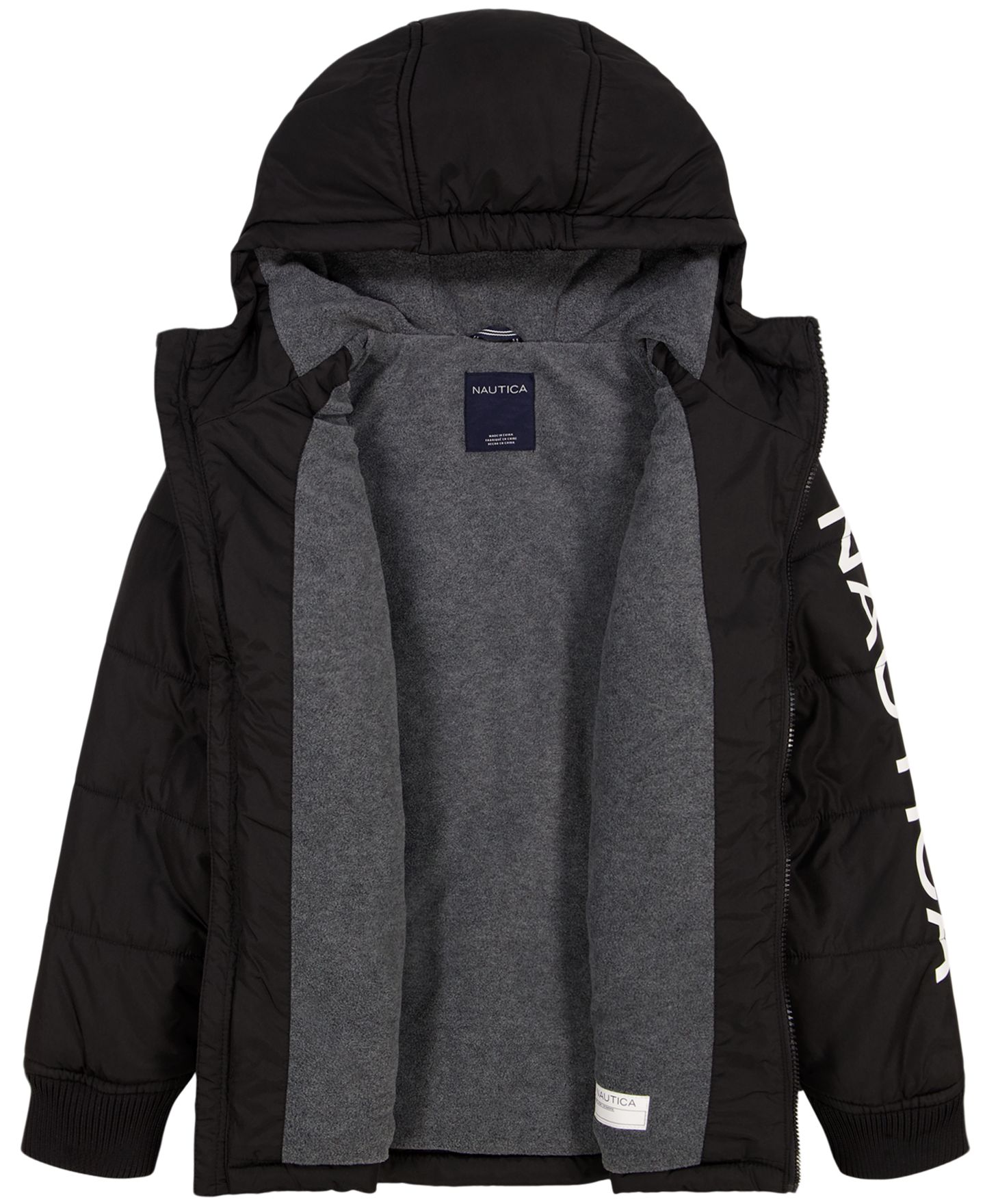 Куртки Nautica Hooded Puffer Jacket with Beanie, 2-Piece Set для мальчиков, цвет: Чёрный — фото 5
