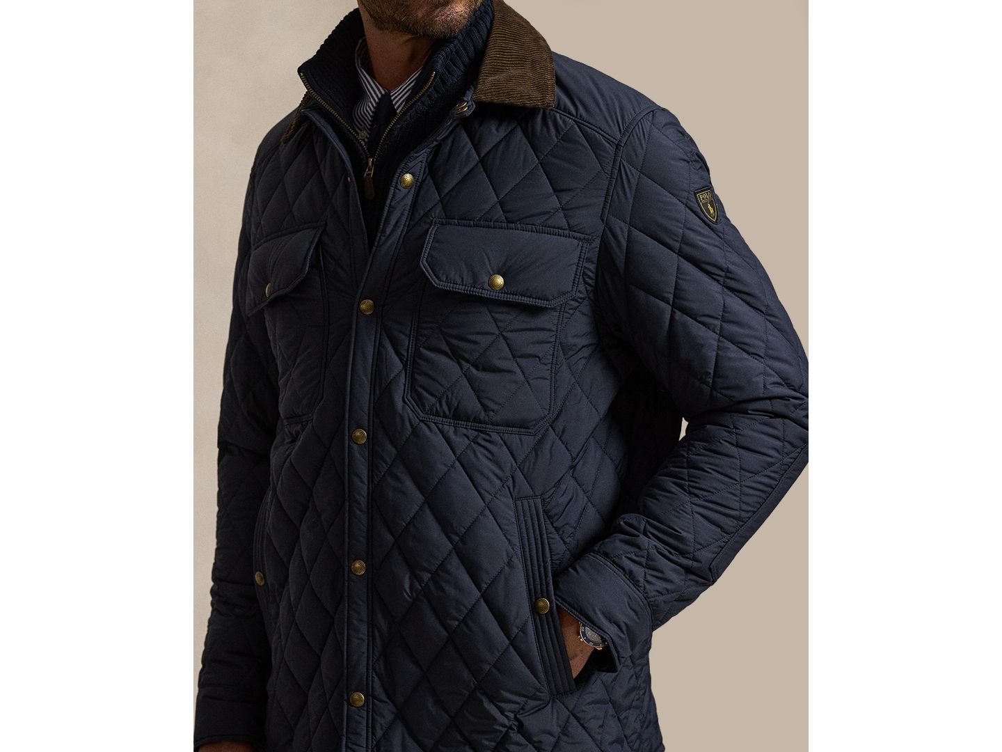 Мужская куртка Polo Ralph Lauren Big & Tall Beaton Quilted Snap-Front, цвет: Тёмно-синий — фото 3