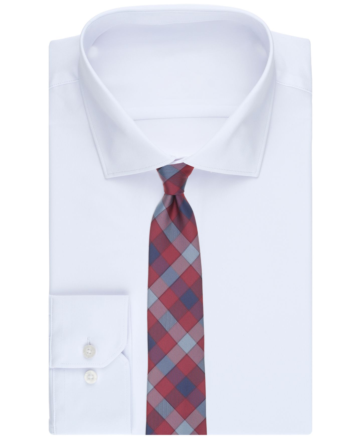 Мужской галстук Club Room Beaumont Plaid Classic Tie, цвет: Бордовый — фото 3