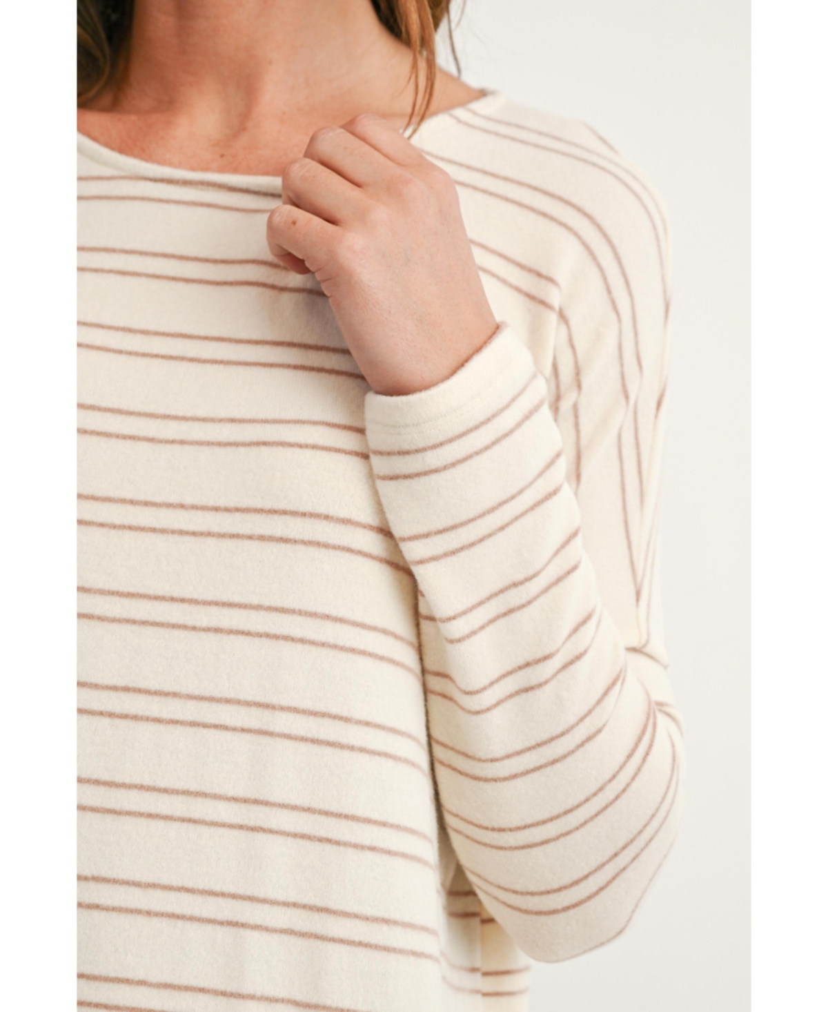 Hello Miz Maternity Striped Boat-Neck Long-Sleeve T-Shirt