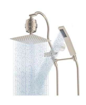 10'' Filtered Rainfall Shower Head Handheld Wand Extension Arm Hose Kit with Filter