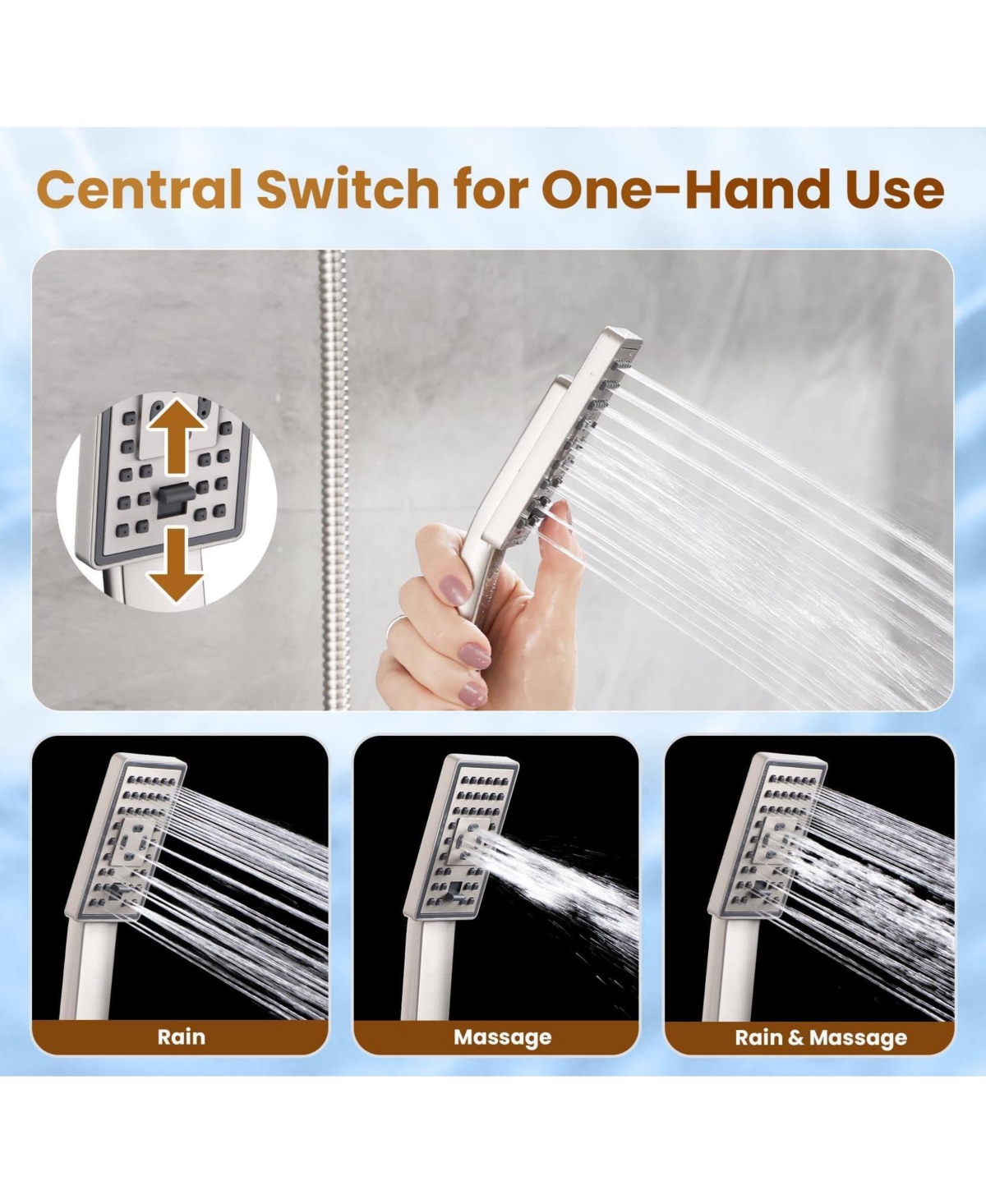 Cyqbd 8"Rain Shower Head With Handheld Spray Dual Square Set