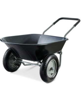 Dual-Wheel Home Wheelbarrow Yard Garden Cart for Lawn, Construction