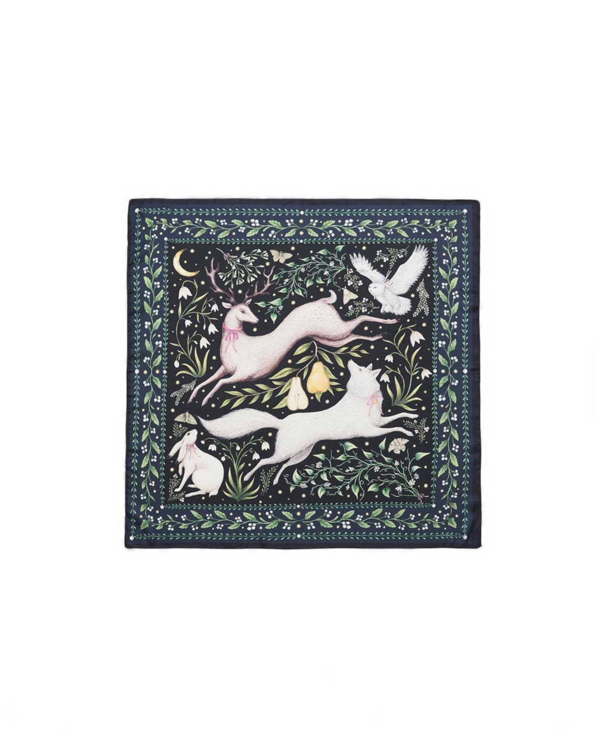 Fable England Women's Niva Narrative Medium Square Scarf in Navy