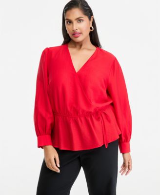 Plus Size Printed Peplum Blouse