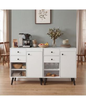 Buffet Cabinet with Storage, 31" Sideboard Credenza with Door, Open Compartments