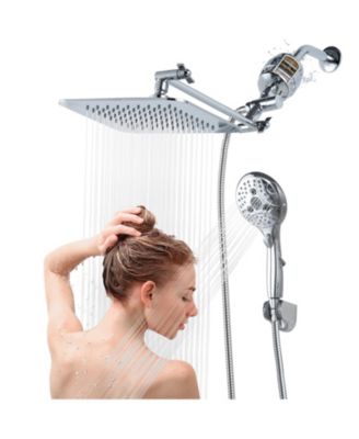 8'' Dual Shower Head Handheld Filtered Extension Arm Hose