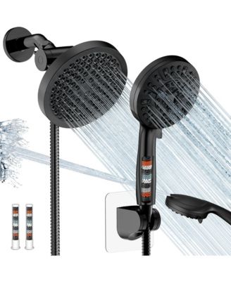 Filtered Shower Head Handheld Spray Dual Modes Detachable Hose