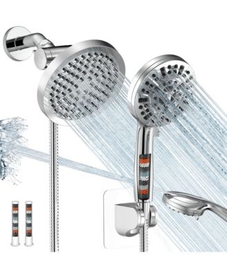 Filtered Shower Head Handheld Spray Dual Modes Detachable Hose