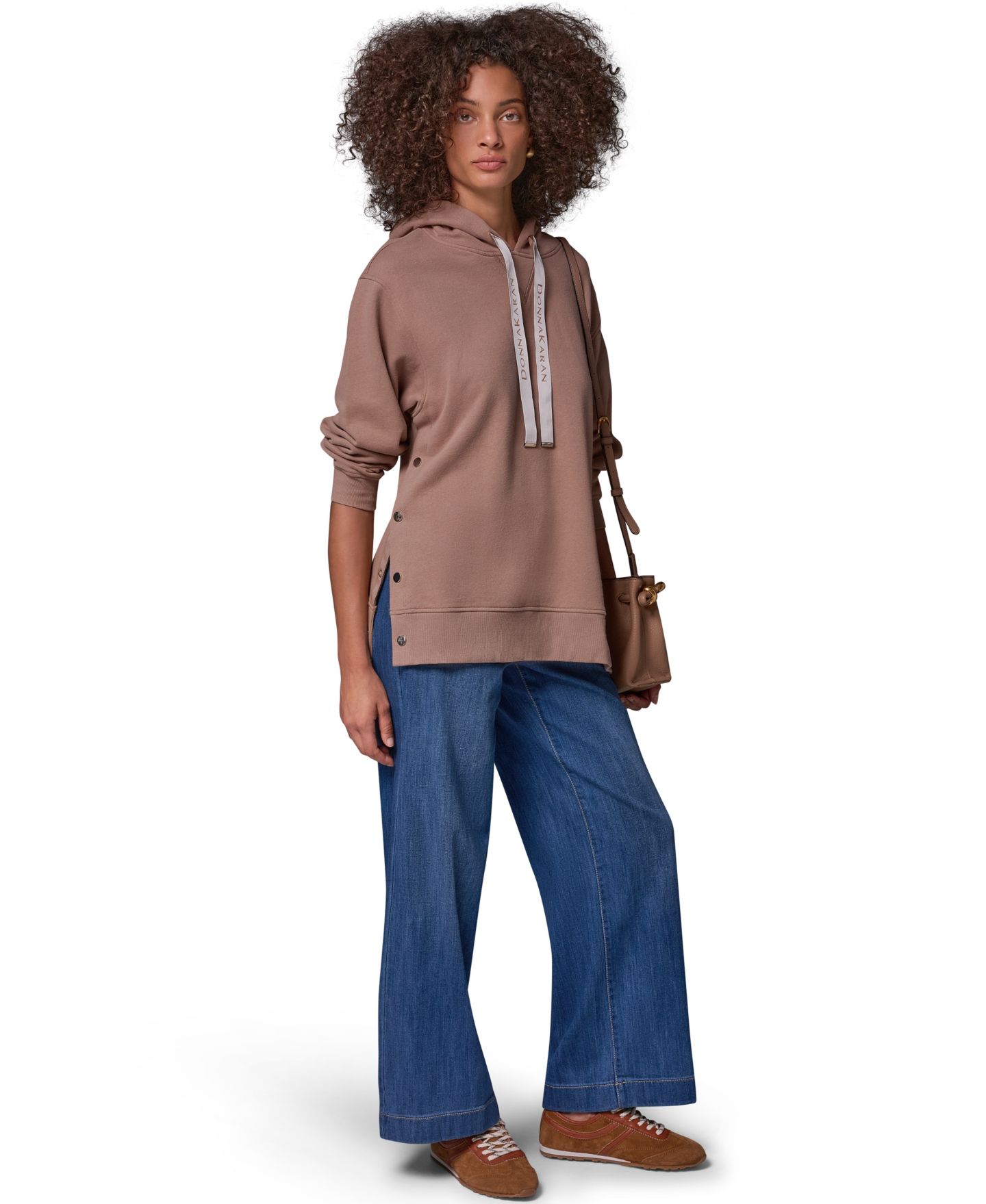 Женское худи Donna Karan Weekend French-Terry Long-Sleeve Side-Snap, цвет: Верблюжий — фото 4