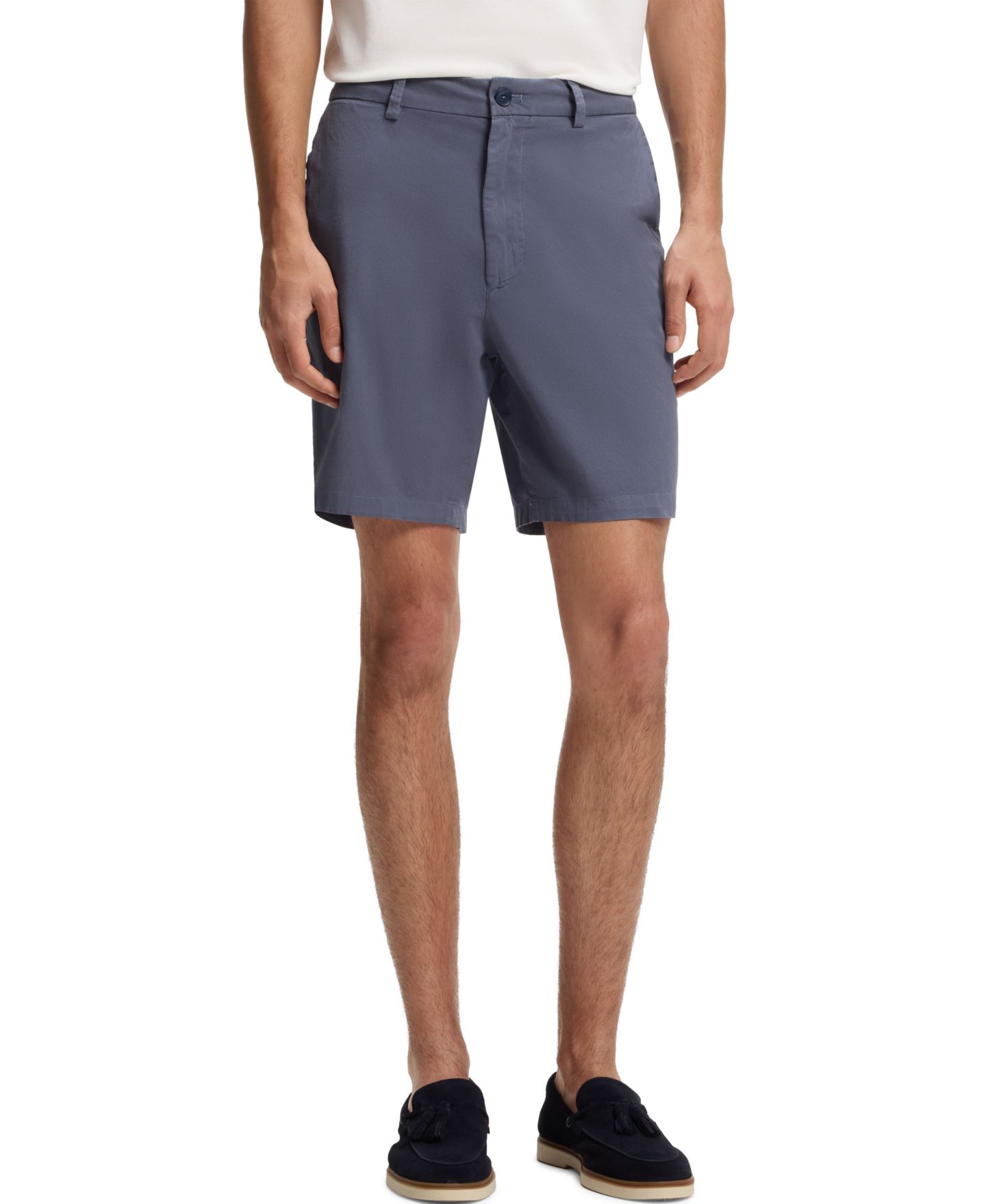 Мужские шорты Hugo Boss Stretch-Cotton Twill Modern-Fit Shorts, 8" Inseam, цвет: Синий — фото 1