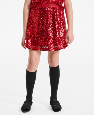 Girls' XS-XL Sequin Tiered Pull-On Skirt