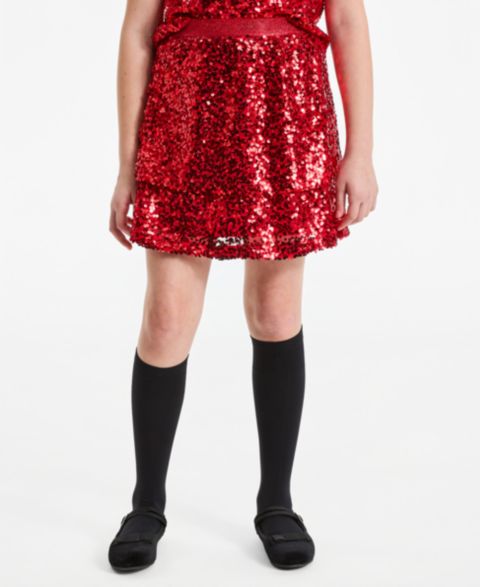 Юбка Epic Threads Sequin Tiered Pull-On для девочек, цвет: Вишнёвый