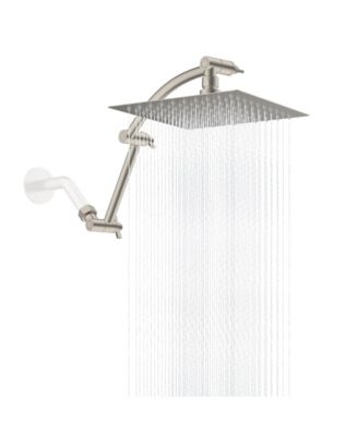 8'' Metal Rain Shower Head Square Extension Arm Adjustable Square