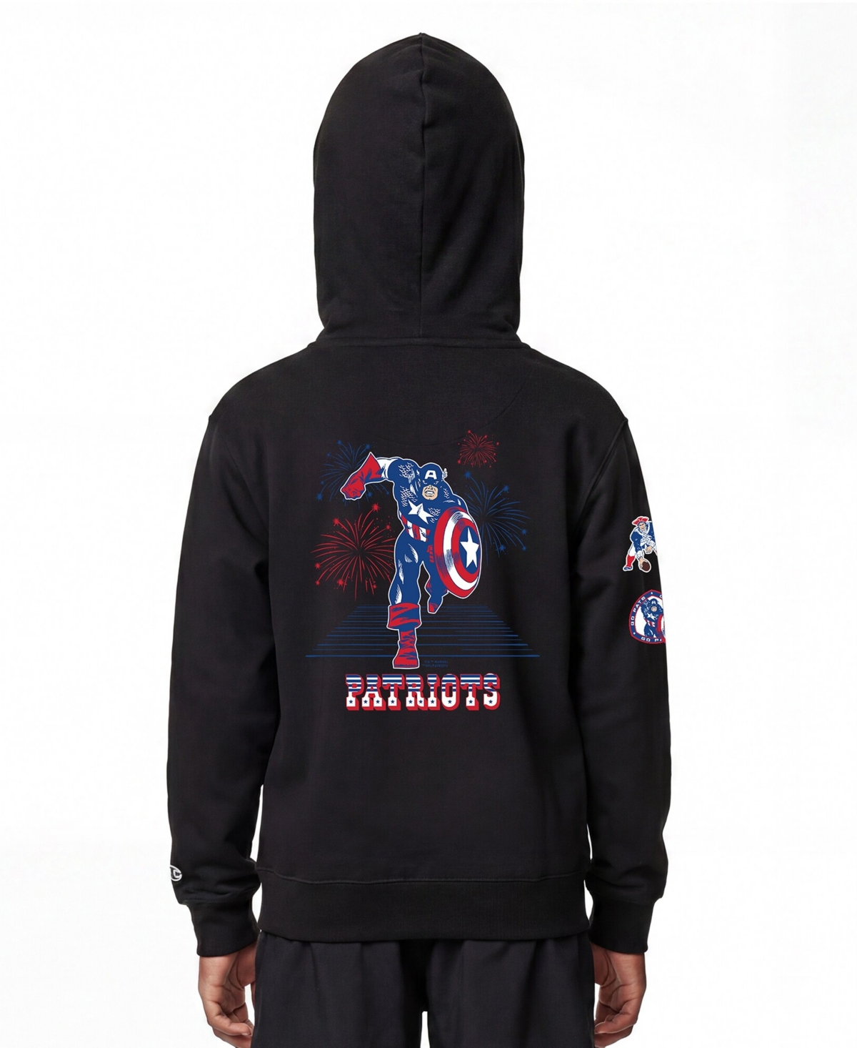 Champion Big Boys and Girls Black New England Patriots Disney X Full-Zip Hoodie