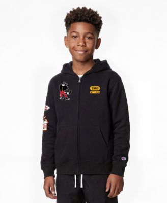 Big Boys and Girls Black Kansas City Chiefs Disney X Champion Full-Zip Hoodie