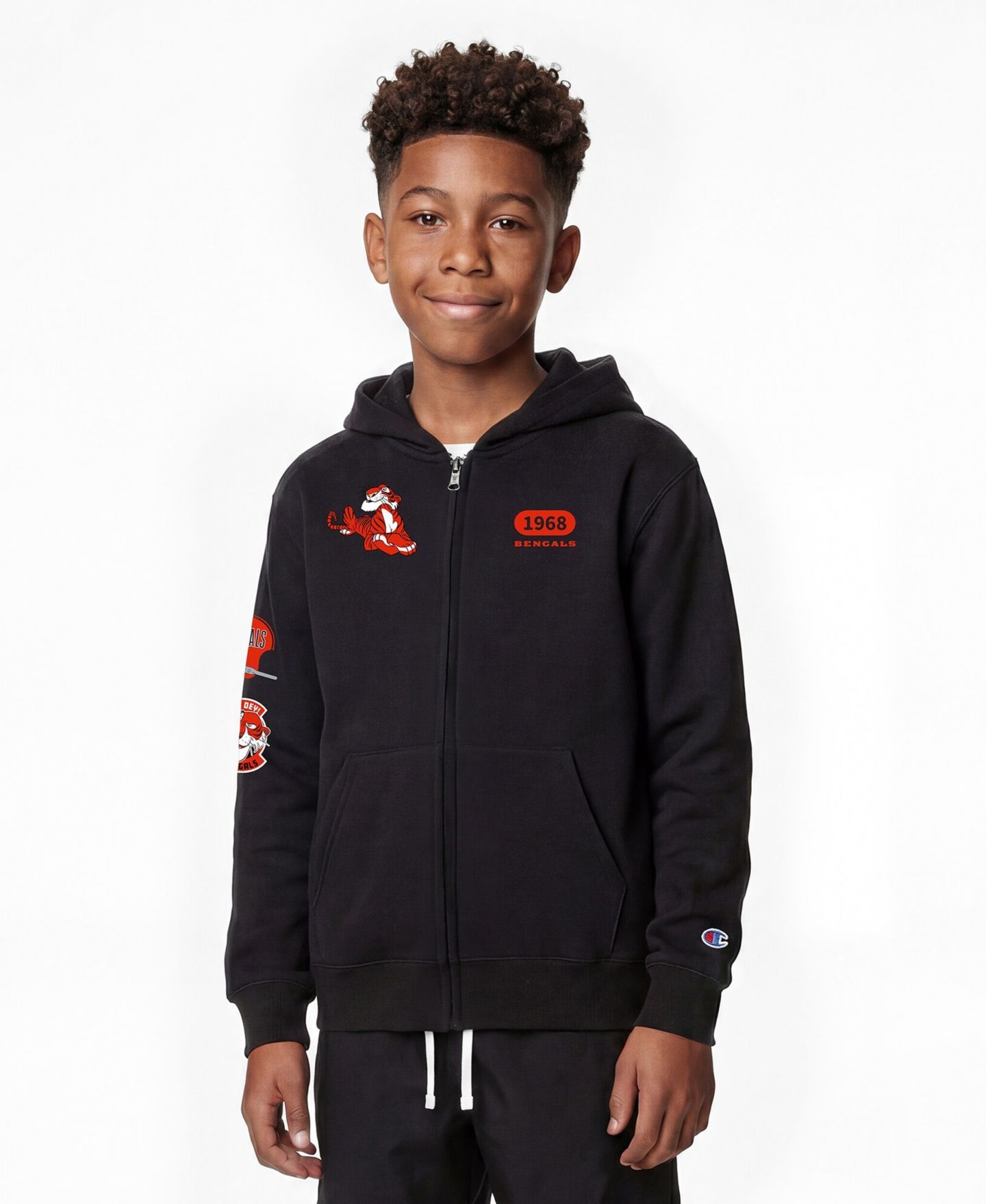 Детское худи Champion Black Cincinnati Bengals Disney X Champion Full-Zip — фото 1