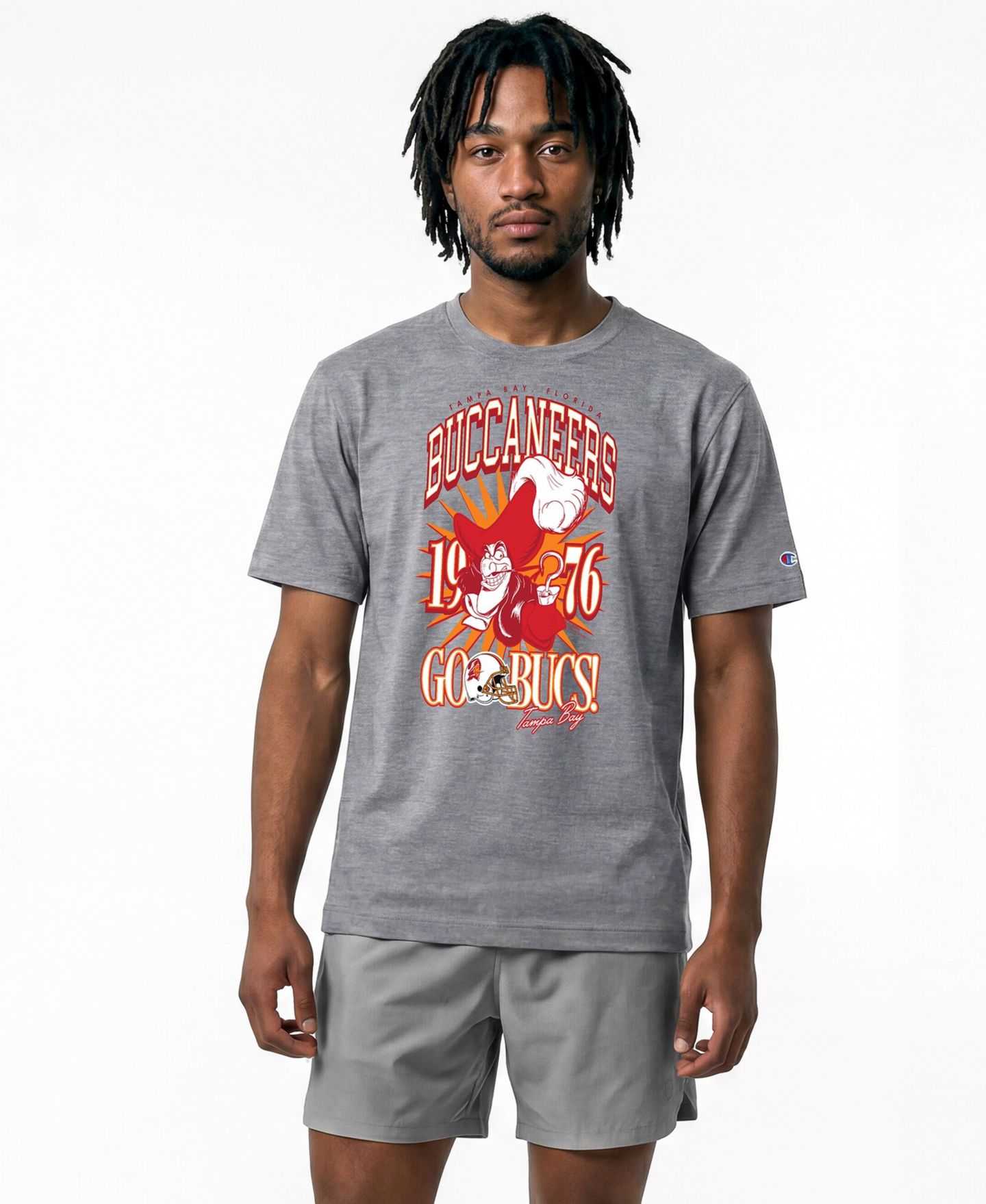 Мужская футболка Champion Gray Tampa Bay Buccaneers Disney X Champion All Star — фото 1