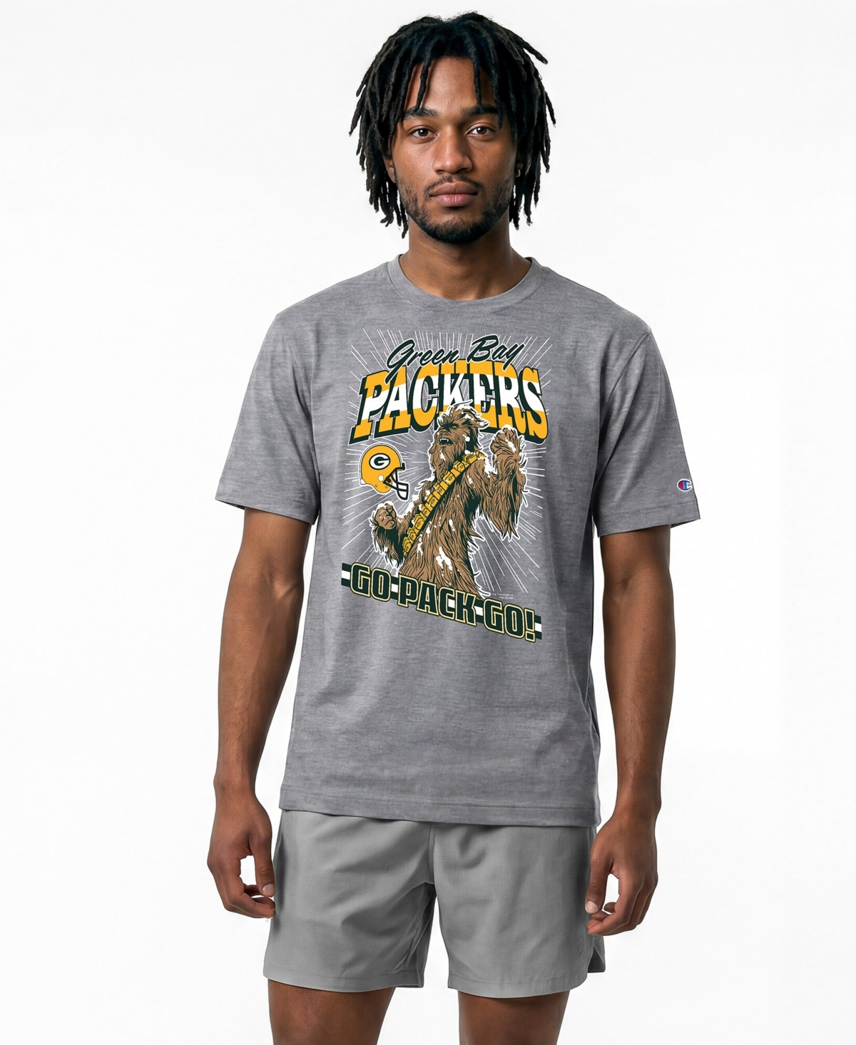 Champion Men's Gray Green Bay Packers Disney X All Star T-Shirt