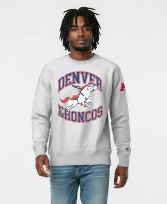 Men's Silver Denver Broncos Disney X Champion Reverse Weave Fleece Crewneck Sweatshirt