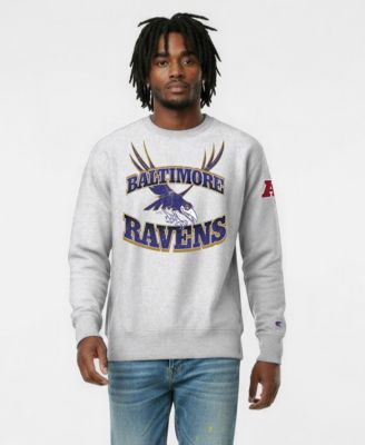 Men's Silver Baltimore Ravens Disney X Champion Reverse Weave Fleece Crewneck Sweatshirt